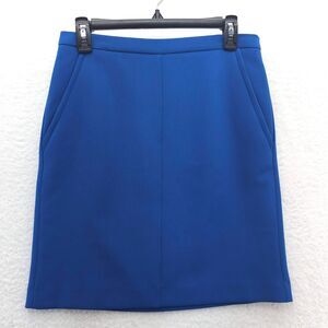 Anne Klein Pencil Straight Skirt Women 4 Blue Stretch Lined Back Zip